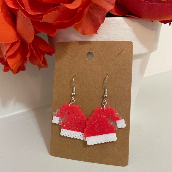 Hand Crafted Jewelry Perler Bead Santa Hat Earrings Poshmark